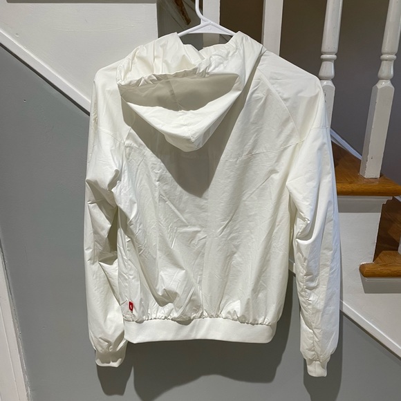 White Nike Front Zip Lined Hooded Windbreaker - Picture 3 of 3